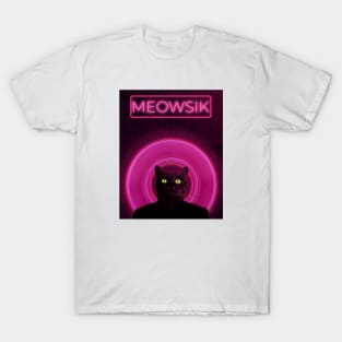 Retrowave Cat Cover | Neon Pink | Meowsik Vinyl T-Shirt